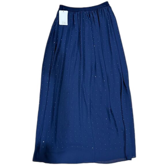 NWT DR2 by Daniel Rainn Navy Rhinestone Midi/Maxi Skirt Size Small - Picture 2 of 11